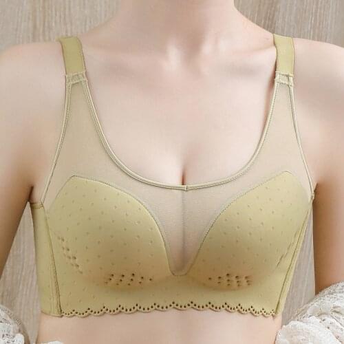 Latex underwear womens bra anti light big bra show small bra suit no steel ring gathered thin adjustable bra