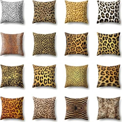 Leopard Print Cushion Cover Polyester Pillow Cover Fashion Home Decor Throw Pillows Soft Pillow Case for Sofa Car Seat Chair 45