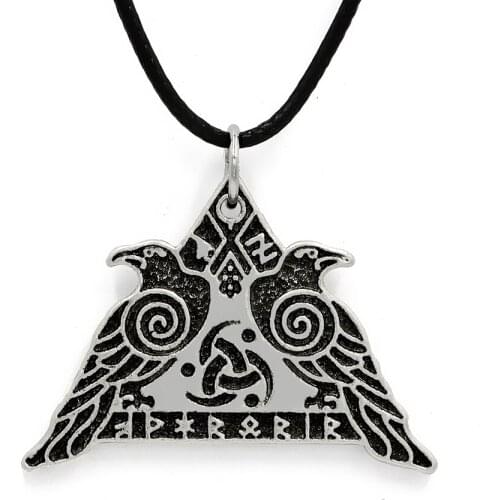 Hot Popular Viking Religious Myth Celtic Knot Crow Triangle Metal Pendant Necklace