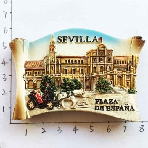 New Spain Refrigerator Magnetic Stickers Toursit Souvenirs Seville Torre del Oro 3D Resin Handmade Fridge Magnets Home Decor