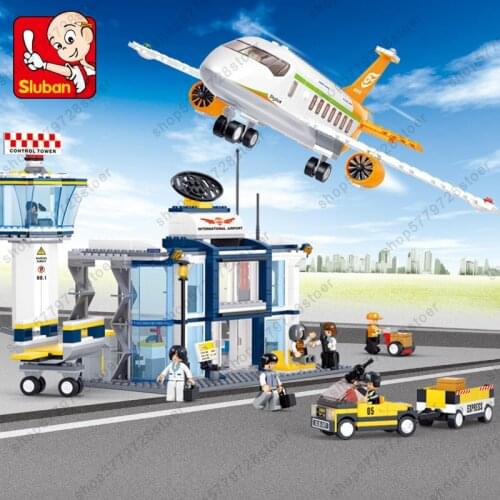 SLuban Minifigures Gift For Kids DIY Internationa Airplane Model Building Block Educational Toy Childrens Assembled Toy fof Boy