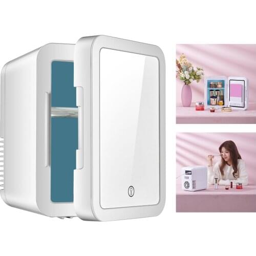 5L Mini Car Fridge Makeup Storage Mirrored Refrigerator Electric for RV Boat (EU Plug)