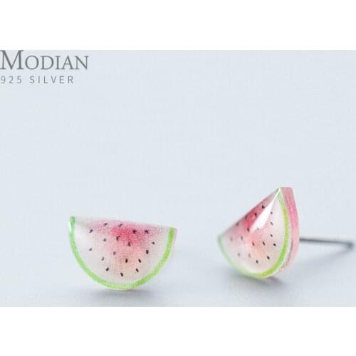 Modian Genuine 925 Sterling Silver Fruit Cute Lady Peach Stud Earrings for Women Kids Girl Lovely Fashion Jewelry Brincos