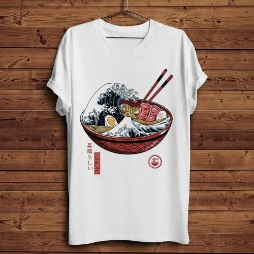 Japan vintage style Great Ramen Wave funny t shirt men summer new white casual homme cool unisex streetwear tshirt