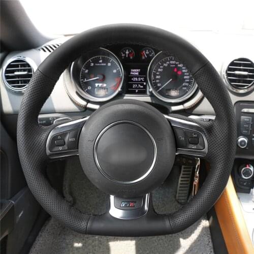 DIY Anti-Slip Wear-Resistant Steering Wheel Cover For Audi TTS (8J) 2006-2014 A3 S3 (8P) Sportback 08-12 Car Interior Decoration