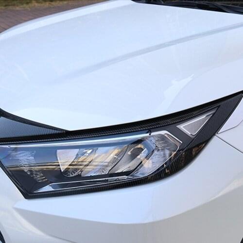 Suitable 2PCS for Rav4 2020 modified headlight frame cover Carbon Fiber pattern decorative sequin patch exterior accessories