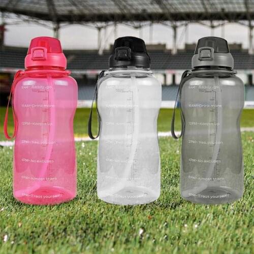 2L Water Bottle With Bounce Cover Time Scale Reminder Portable 2000ml Leakproof Cup For Outdoor Sports Fitness Ot Contain BPA
