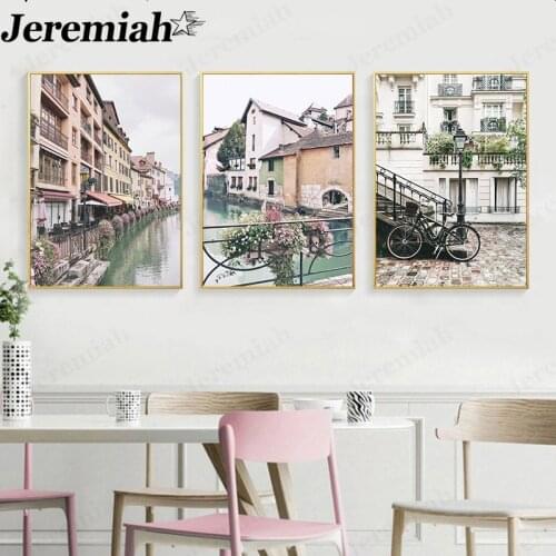 Retro Architecture Canvas Poster Nordic Art Wall Stickers Old House Landscape Painting Print Scandinavian Style Home Decor