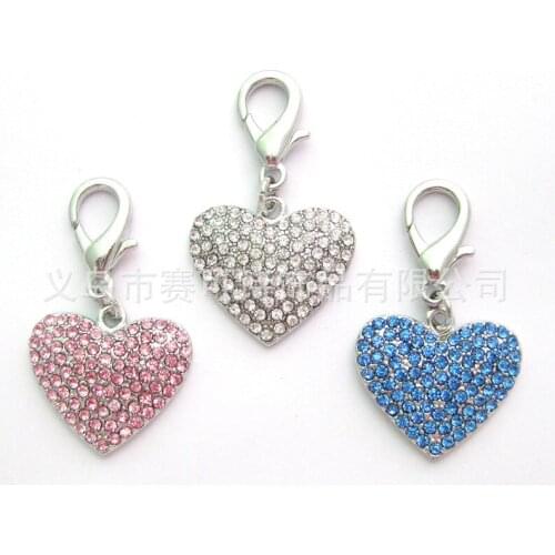 Manufacturers selling big hearts diamonds Pet accessories pendant Batch of dog collar is hanged 12pcs