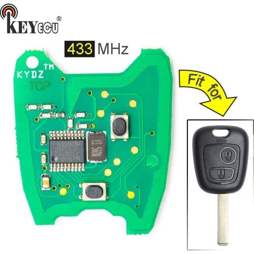 KEYECU 10x for Peugeot 206 KYDZ 433MHz Remote Control Board 2 Button With Battery (no shell)