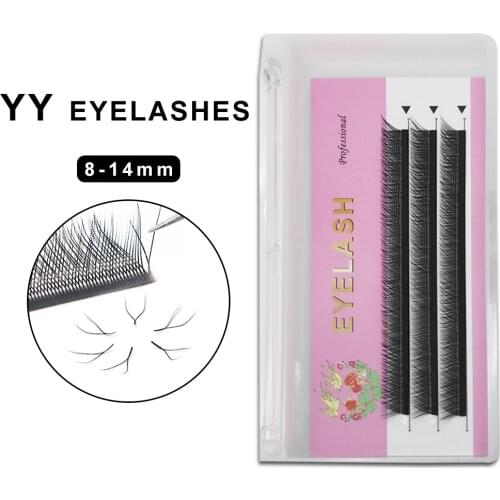 AINIFLY YY Shape Black Natural Fluffy Eyelashes Extension Mink Eyelashes Pre-made Curling Fan High Quality Individual Lashes