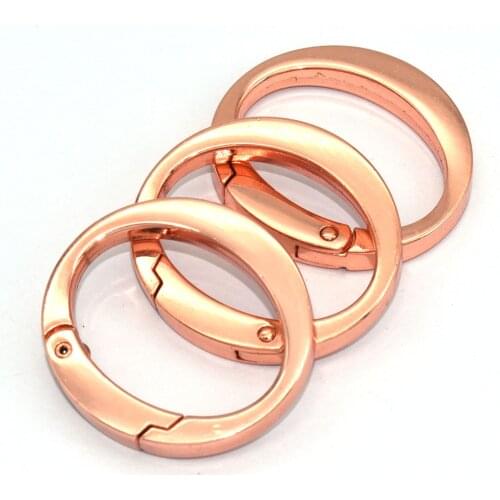 Rose Gold Spring Rings Adjustable Buckles Oval Rings Slide Bag Clasps Dog Hook Rings Round Push Gate Snap Hook Buckles 30 mm