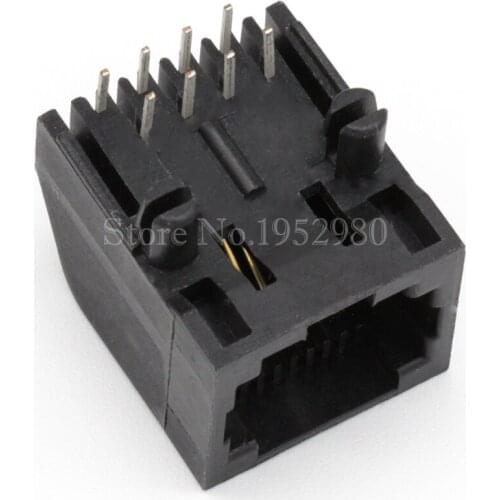20PCS/LOT RJ45 Socket Plug Network Connector 8P8C 8Pins / 90 Degree / without Brim / Black