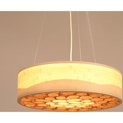 Modern Minimalist Bamboo Pendant Lights Round. Ac 110v/220v E27 Creative Living Room Bed Room Suspension Light Rural Countryside