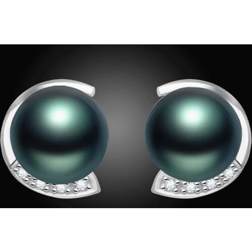 Elegant pearl zircon diamonds stud earrings for women evening party jewelry white gold silver color brincos fashion accessories