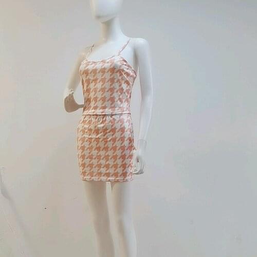 Custom Logo lattice print bodycon dress women 2021 crop top sleeveless casual dress summer backless fitted short dresses