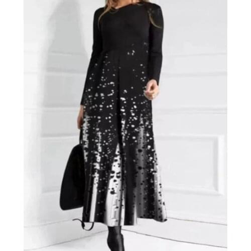 Office Lady O Neck Elegant Long Dress Women Vintage Floral Print Party Dress 2021 Fashion Casual Long Sleeve Autumn Winter Dress