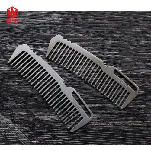 1PC EDC Outdoor Pocket Tool Portable Light Mini Titanium Alloy Combs Men Women Self-cleaning Tools