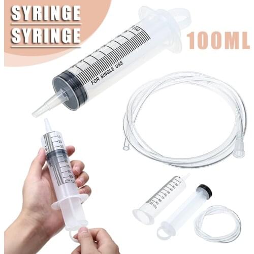 1pc Large Syringe Hypodermic 100ml & 90cm Tube For Feeding Ink Cartridge For Dosing And Pumping All Kinds Of Liquids And Fluids
