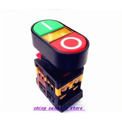 3Pcs/Lot 12VDC Start-stop Double Pushbutton With LED Pilot Lamp Brand New