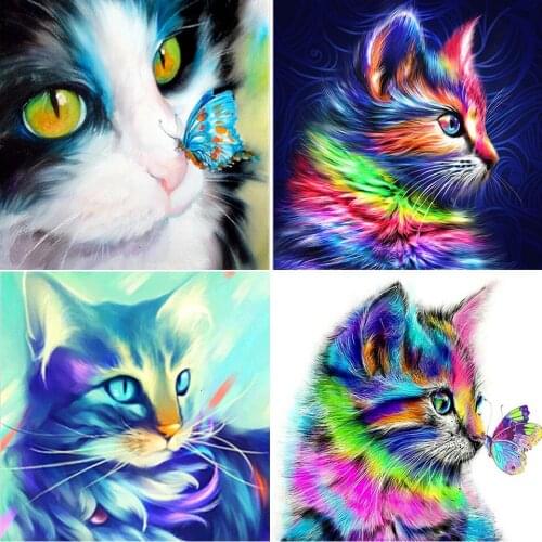 5D DIY Full Square/round Diamond Painting Full Color Cat Diamond Embroidery Cross Stitch Rhinestone Mosaic Picture Decoration