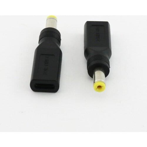 5x USB 3.1 Type C Female Jack to 5.5x 2.1mm Male Plug DC Power Charge Adapter Connector Black