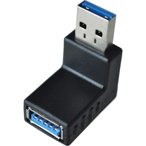 90 Degree USB 3.0 A Male to Female M/F Plug Adapter Connector Black