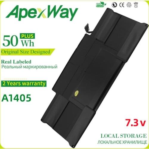 ApexWay 50Wh 7.3V A1405 A1496 New Laptop Battery for Apple Macbook Air 13.3" a1405 A1369 (Mid-2011) A1466 (Mid-2012) MC965 MC966