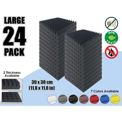 Arrowzoom 24 pieces 11.8" x 11.8" 12T Multi-Wedge Tile Studio Sound Absorbing Panel Acoustic Foam Treatment AZ1167