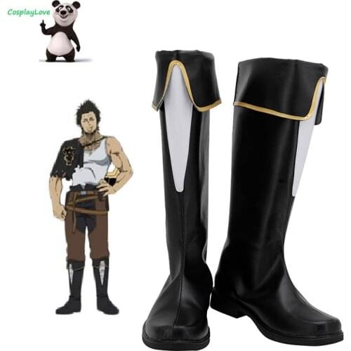 Black Clover Yami Sukehiro Black Cosplay Shoes Long Boots Leather CosplayLove For Halloween Christmas