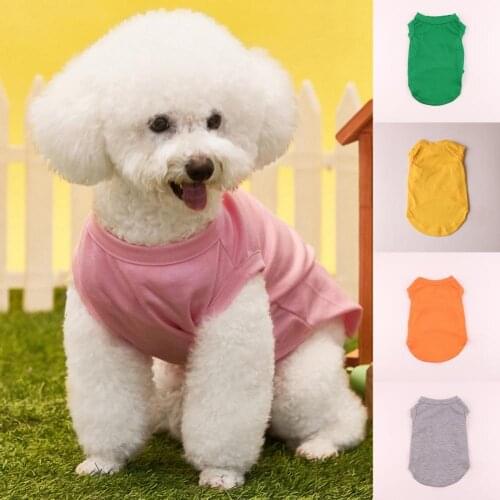 Breathable Pet Clothing Solid Color Sweat Absorption Skin-friendly Dogs Sleeveless T-shirt for Summer Small Dogs Clothes Supply