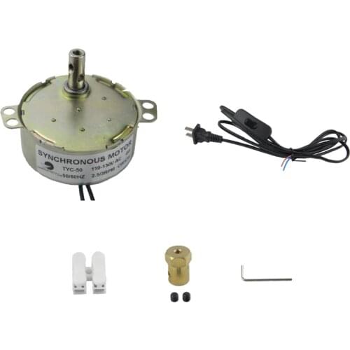 CHANCS Electric Synchron Motor TYC-50 110V/220V 2.5-3RPM With 7mm Flexible Coupling and Power Cord Switch Plug For Cup Turner