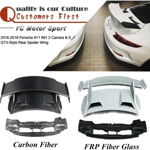 FRP Fiber Glass / Carbon Fiber GT3-Style Rear Spoiler Wing Fit For 2016-2018 911 991.2 Carrera & S & 4 & 4S Trunk GT Wing