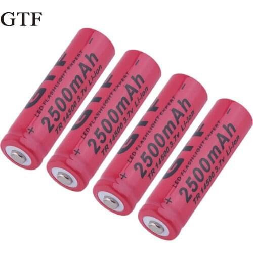 Gtf 4-piece 14500 lithium battery charging end 2500mah 3.7 v flashlight rechargeable battery