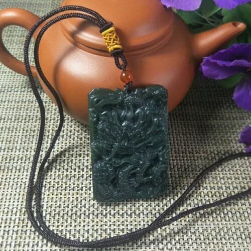 Natural Hetian Jade Double Sided Carving Dragon Phoenix Jade Pendant Jewelery Lucky Auspicious Amulet Fine Jewelery Jade Pendant