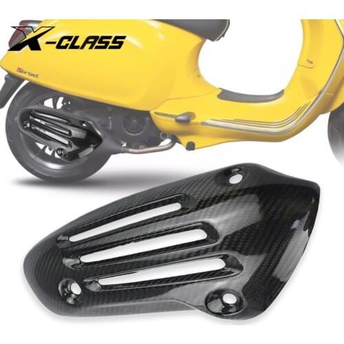 Motorcycle Exhaust Pipe Cover Exhaust System Protector Muffler Heat Shield Carbon Fiber for Vespa Sprint Primavera LXV 150 ABS