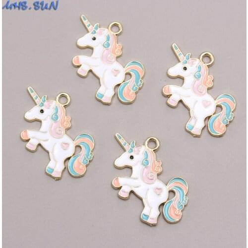 MHS.SUN Lovely Unicorn Pendants For Child Girls DIY Chain Necklace Charm Alloy Pendants Fashion Jewelry Accessories