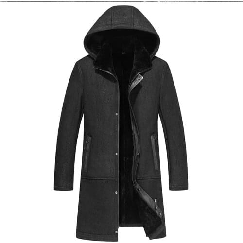 Leather Jacket Men Real Wool Fur Coat Sheep Shearling Fur Coats Winter Jacket Men Windbreaker Jaqueta De Couro 37-1892 YY506