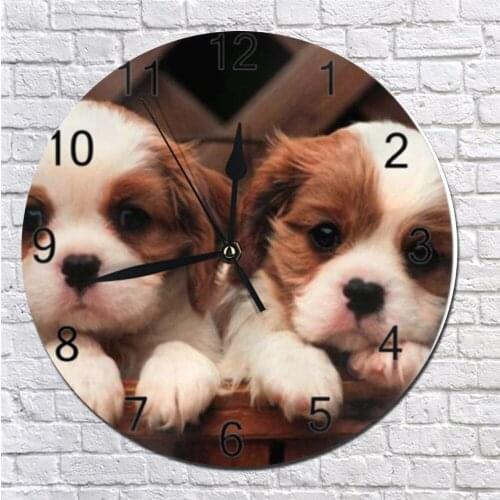 Wall Decor Clocks Dogs Patter Numeral Digital Dial Mute Silent Clocks Digital Clocks Battery Operated Clocks for Bedroom Clocks