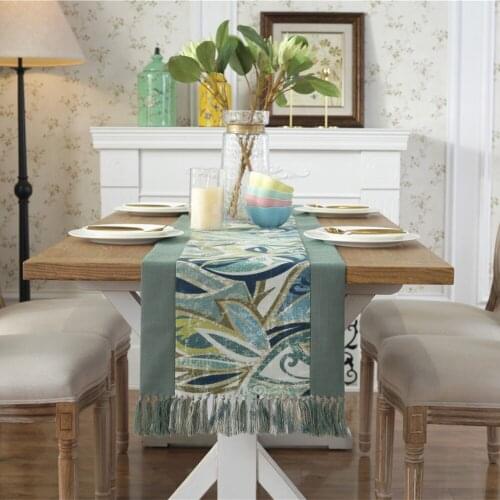 Table Runner With Tassels Double-layer Linen Cotton Runner For Dining Hotel Party Decor Table Cover Tablecloth