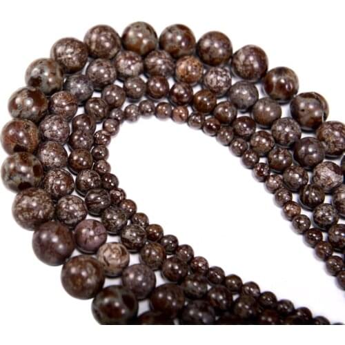 Natural Coffee Snowflake Stone 4/6/8/10mm Beads For Needlework DIY Bracelet Necklace Jewelry Making Accessories Wholesale