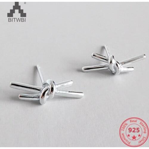 2019 New 925 Sterling Silver Knotted Earrings Classic Twisted Small Stud Earrings Cute Minimalist Jewelry