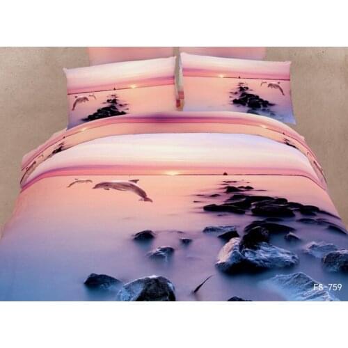 New romantic sunset scenic duvet cover 3d dolphin bedding set super king size quilt cover girl wedding decoration soft