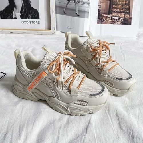 Platform Shoes Women Chunky Sneakers 2021 Fashion Spring Autumn Breathable Comfortable Running Casual Sport Female Shoes White