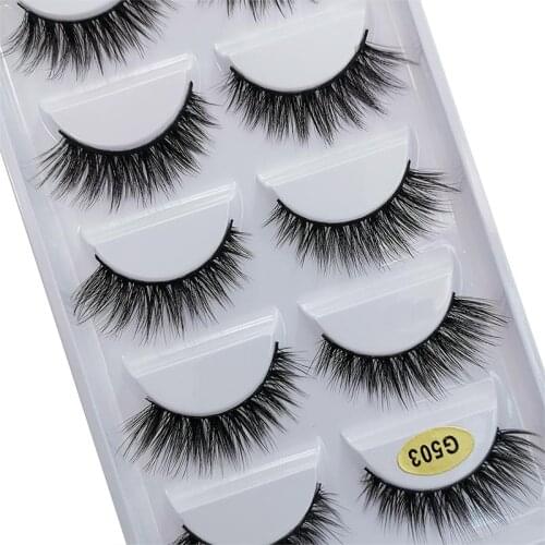 Wholesale 10/50/100 Boxes Mink Eyelashes 5 Pairs Natural Long False Eyelashes 3d Lashes Bulk Fluffy Faux Cils Makeup Lash