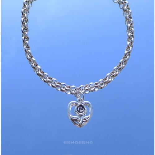 European and American rose necklace net red same style trampy girl earth cool water diamond pendant clothing accessories