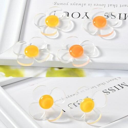 Transparent 38mm flowers shape color 30pcs/lot resin fashion beads diy jewelry stud earrings pendants accessory