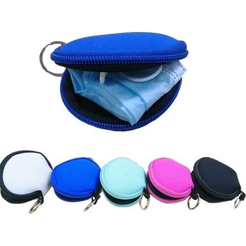 100Pcs/Lot Colorful Neoprene Earbud Holders Mask Storage Bag Earphone Bag Coin Change Purse wholesale