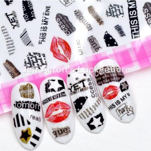 Self-adhesive English alphabet nail sticker decals for nail art tips decorations manicure fake nails accessoires tool new arrive