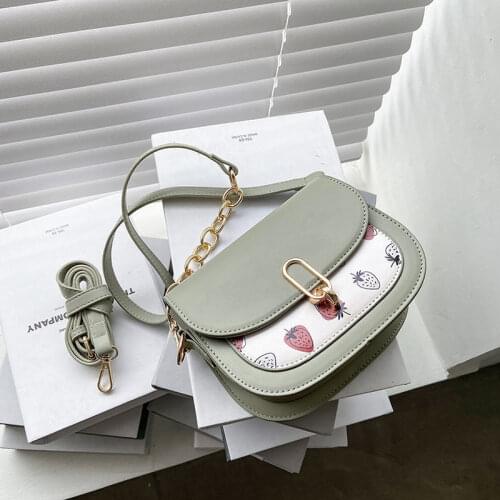 Shoulder Bag Handbags Purse Crossbody Bag for Women Saddle Women Bag Fashion All-match Chain 2021 New PU Leather Fruit Pattern